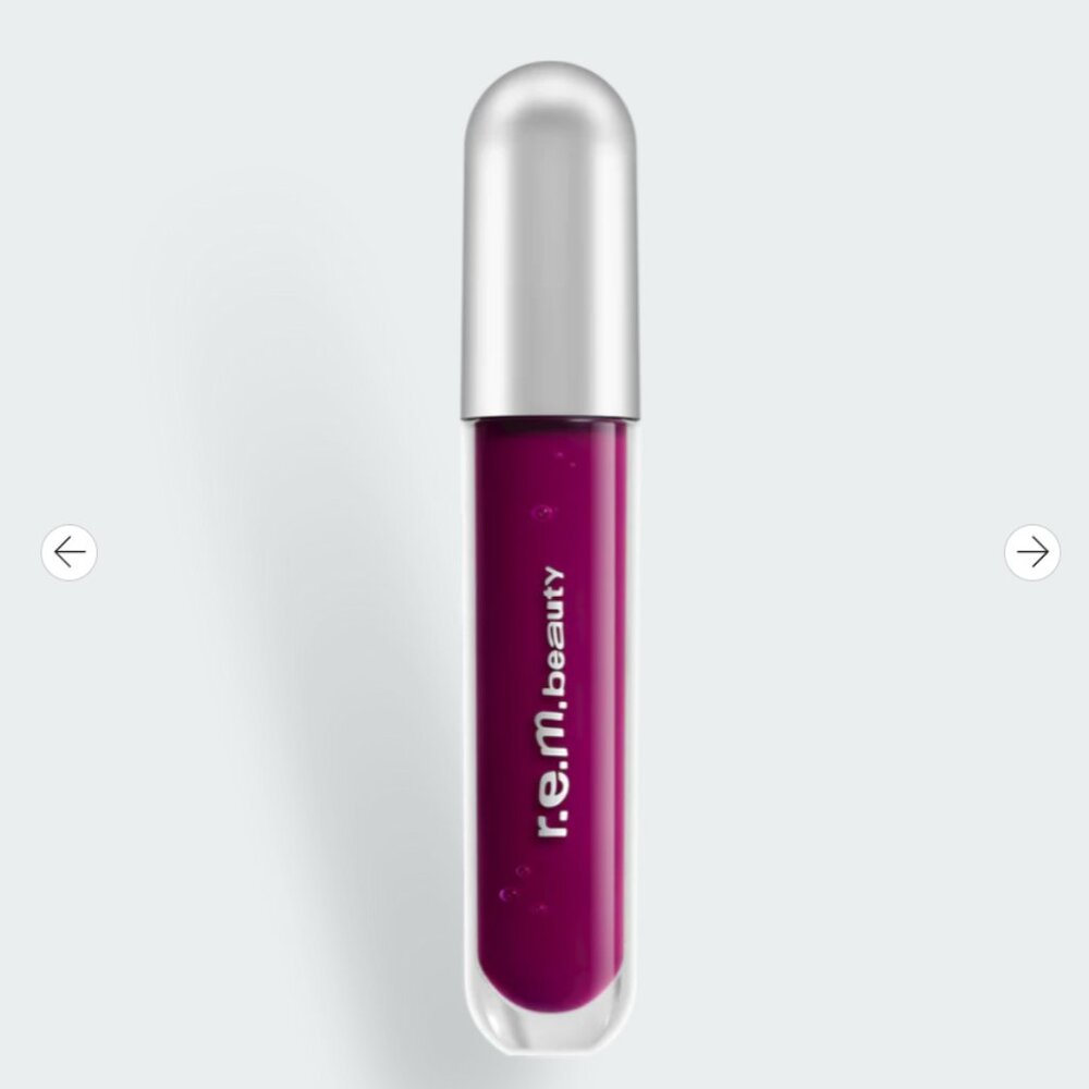 R.E.M. beauty essential drip glossy balm - shade Juice Box (deep, punchy berry)